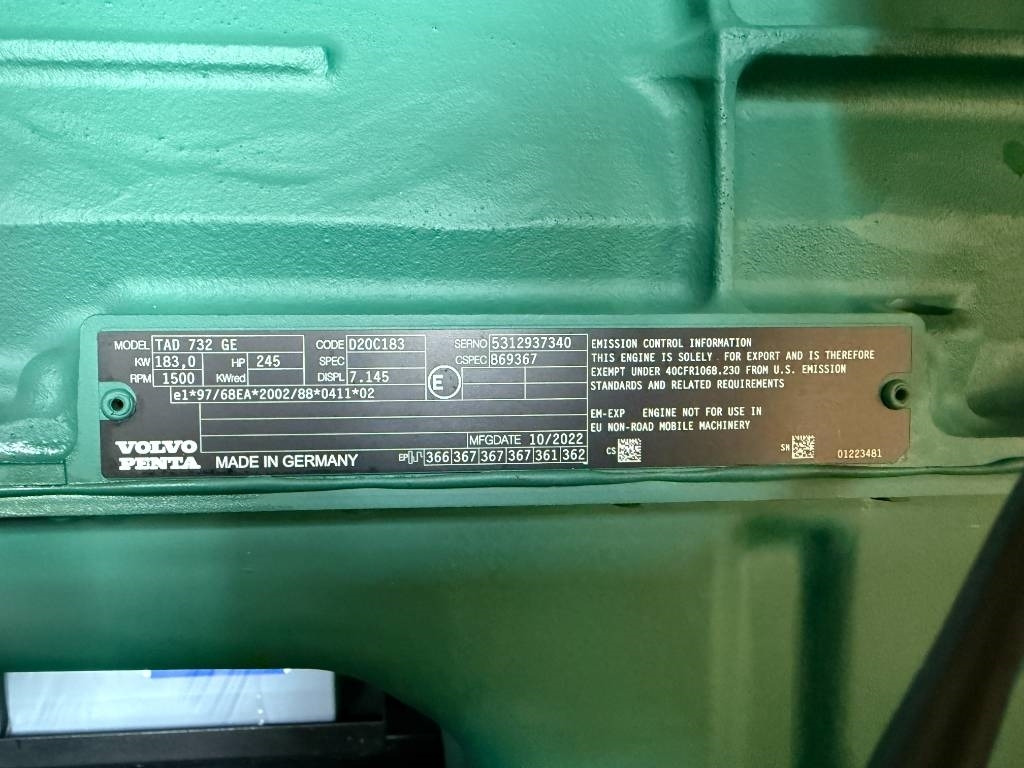 Volvo TAD732GE - 200 kVA Generator - DPX-18874 - Generator set: picture 4 Volvo TAD732GE - 200 kVA Generator - DPX-18874 - Generator set: picture 4