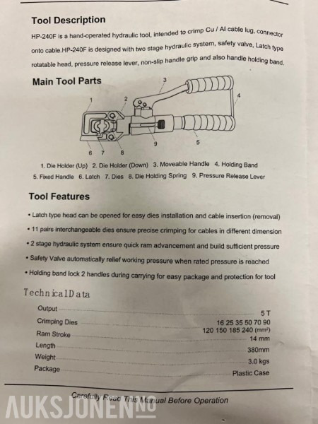 Hydraulisk Presstang for C-Press og kabelsko- Ny/Ubrukt - Attachment for Construction machinery: picture 3 Hydraulisk Presstang for C-Press og kabelsko- Ny/Ubrukt - Attachment for Construction machinery: picture 3