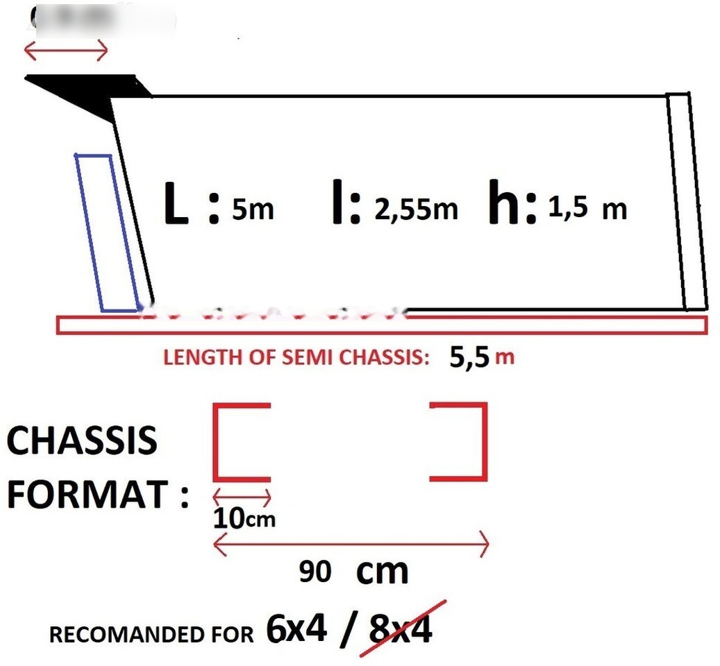 Bena 8x4 cu semissiu si cilindru : 5,5 m lungime semisasiu - Body and exterior for Truck: picture 2 Bena 8x4 cu semissiu si cilindru : 5,5 m lungime semisasiu - Body and exterior for Truck: picture 2