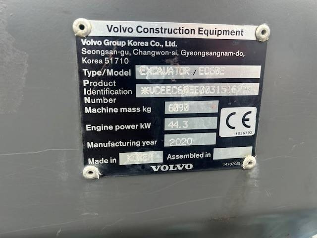 Mini excavator Volvo EC 60 E: picture 6