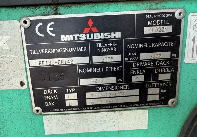 Diesel forklift Mitsubishi FD20N: picture 17