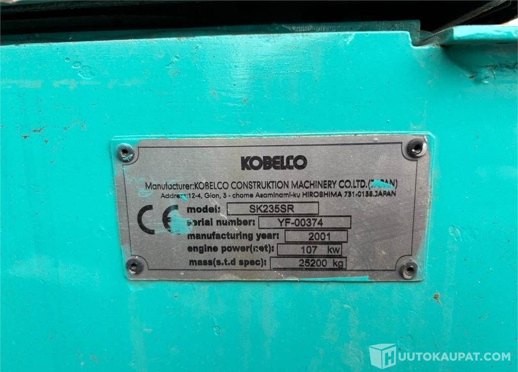 Kobelco SK235SR, 2001, 10 135 h Kaivinkone, Lempäälä - Crawler excavator: picture 5 Kobelco SK235SR, 2001, 10 135 h Kaivinkone, Lempäälä - Crawler excavator: picture 5