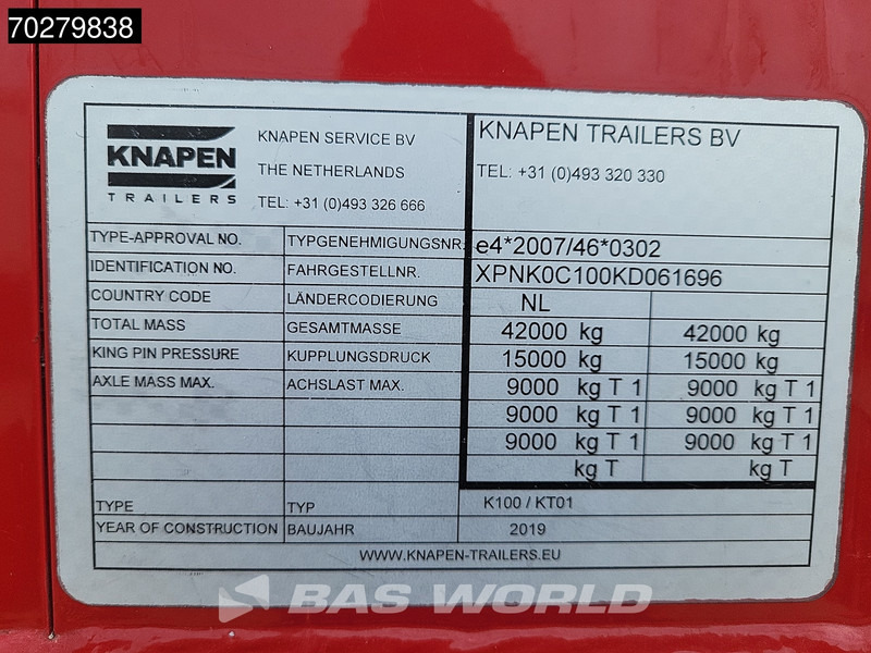 Walking floor semi-trailer Knapen K100 92m3 10mm Waste Cover Liftachse APK 03/26: picture 7