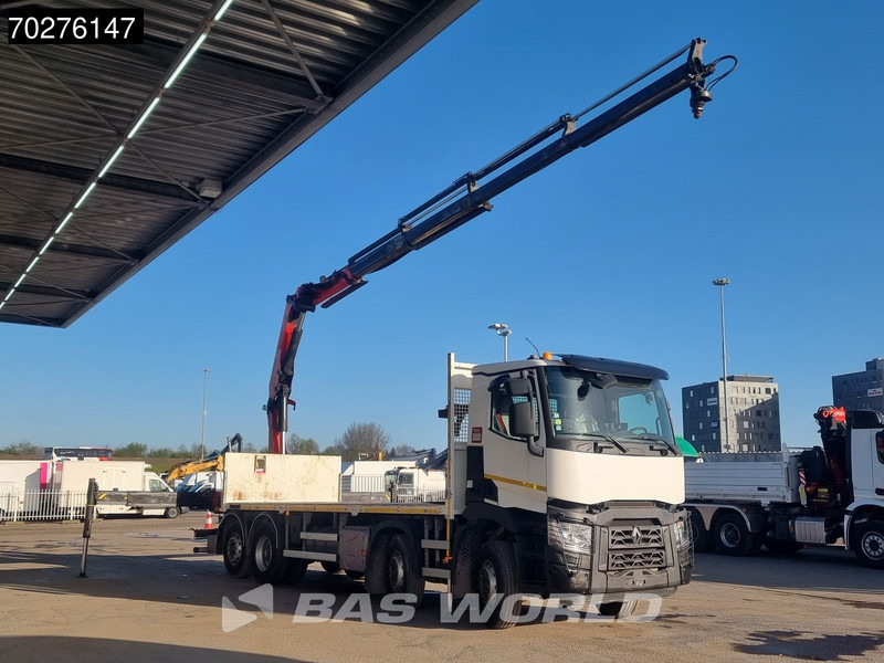 Dropside/ Flatbed truck, Crane truck Renault C 380 8X2 Palfinger PK24001K Remote Lenkachse Euro 6: picture 6