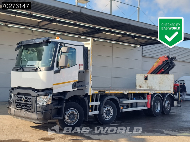 Dropside/ Flatbed truck, Crane truck Renault C 380 8X2 Palfinger PK24001K Remote Lenkachse Euro 6: picture 9