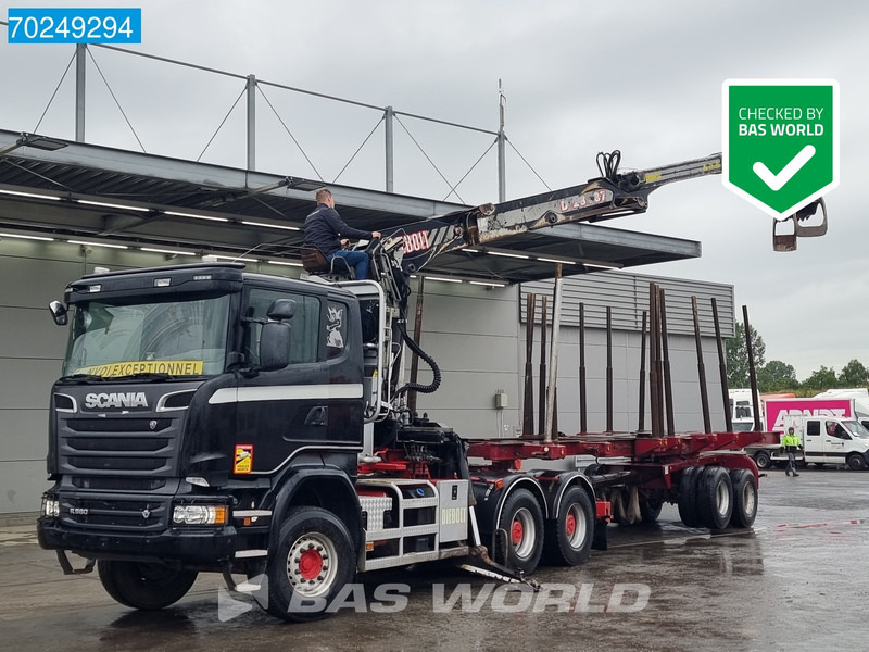 Scania R580 6X4 Holz Kran Diebolt D28 Full-Steell Extentable Trailer - Log truck, Crane truck: picture 1 Scania R580 6X4 Holz Kran Diebolt D28 Full-Steell Extentable Trailer - Log truck, Crane truck: picture 1
