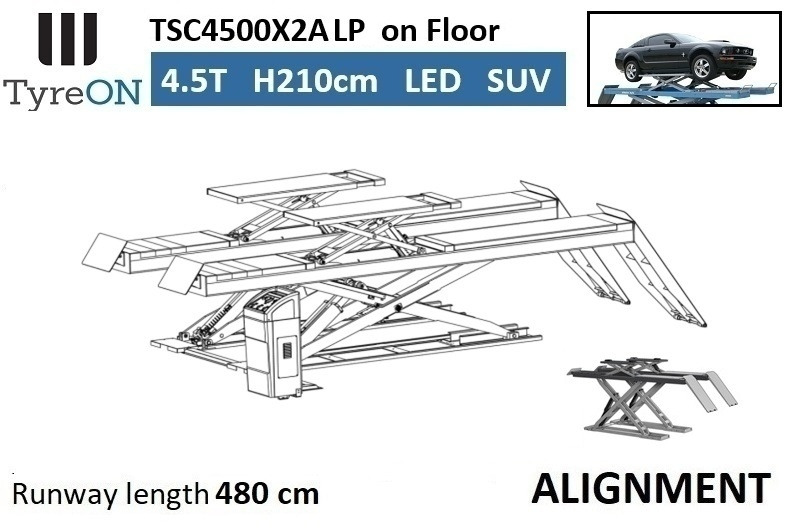 Warehouse equipment TSC4500X2A LP wheel alignment lift - On floor - Free wheel lifting system - 4.8 m led lightened runways (63 cm wide) - 210 cm lifting height - 4.5 T: picture 7 Warehouse equipment TSC4500X2A LP wheel alignment lift - On floor - Free wheel lifting system - 4.8 m led lightened runways (63 cm wide) - 210 cm lifting height - 4.5 T: picture 7