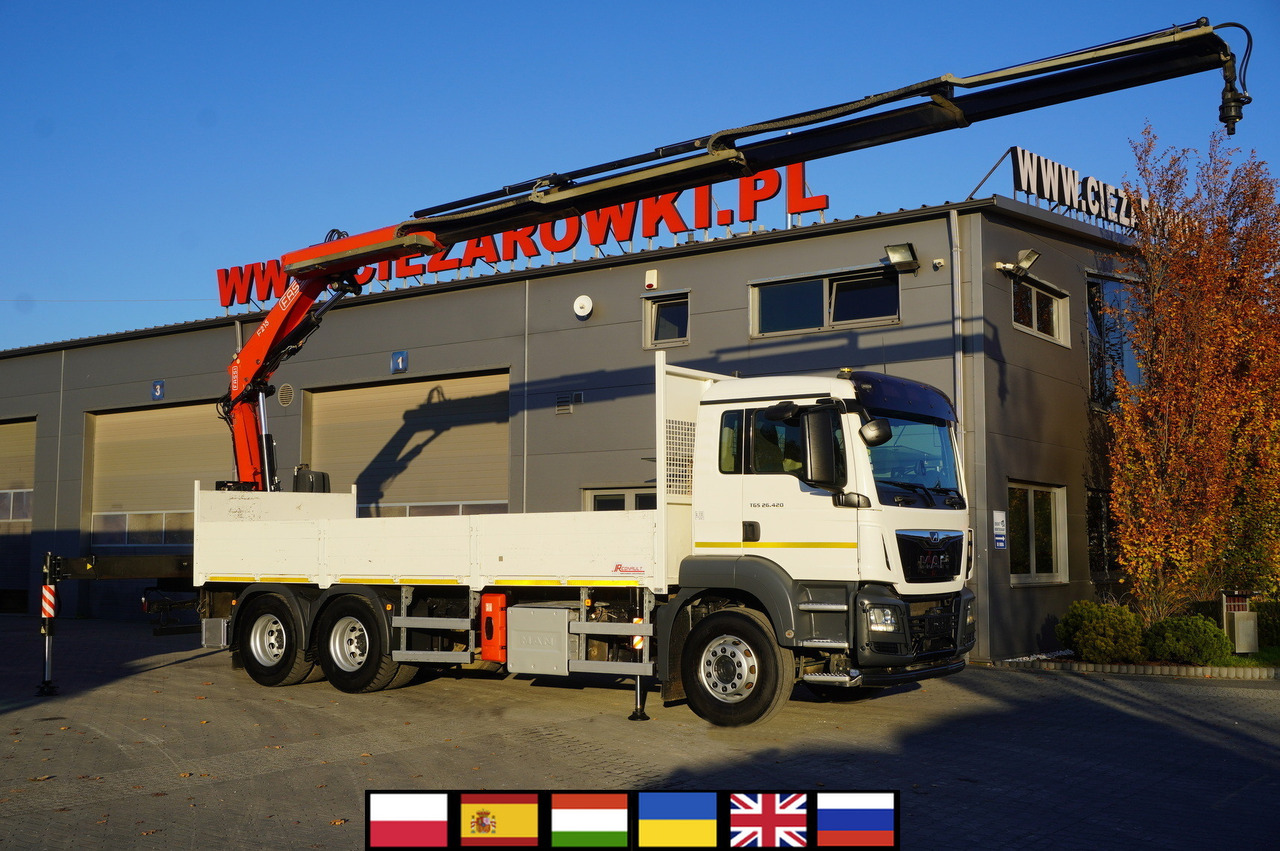 MAN TGS 26.420 E6 6x4 / Fassi F215A crane / 360 MTH! / 5.6 t capacity / 12.7 m reach / 120 tho. km! - Dropside/ Flatbed truck, Crane truck: picture 1 MAN TGS 26.420 E6 6x4 / Fassi F215A crane / 360 MTH! / 5.6 t capacity / 12.7 m reach / 120 tho. km! - Dropside/ Flatbed truck, Crane truck: picture 1