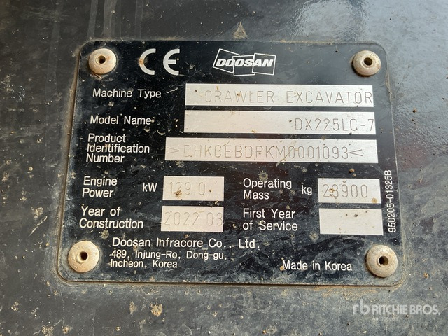2022 Doosan DX225LC-7 Tracked Excavator - Crawler excavator: picture 2 2022 Doosan DX225LC-7 Tracked Excavator - Crawler excavator: picture 2