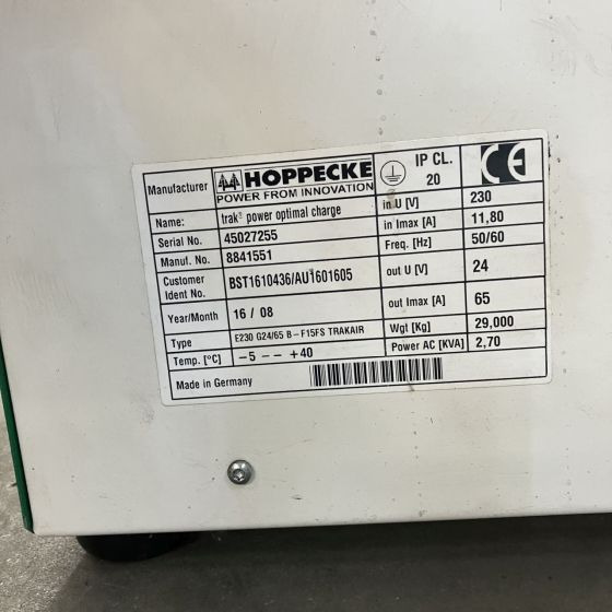 Hoppecke E230 G24/65 B-F15FS Trak power Optimal Charge (4) - Electrical system for Material handling equipment: picture 5 Hoppecke E230 G24/65 B-F15FS Trak power Optimal Charge (4) - Electrical system for Material handling equipment: picture 5