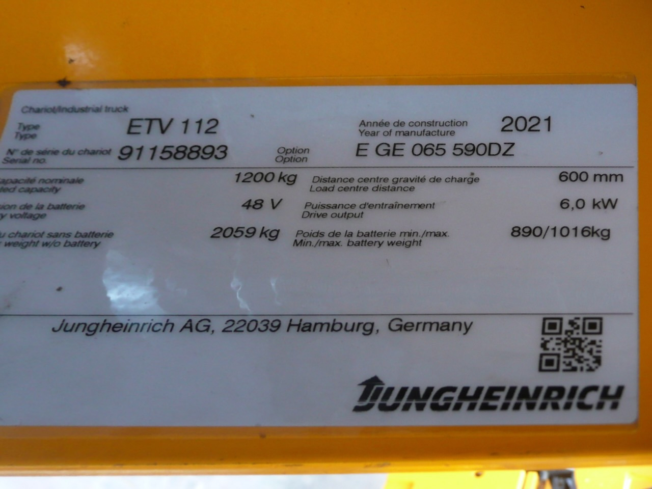 Reach truck Jungheinrich ETV 112 590 DZ: picture 11