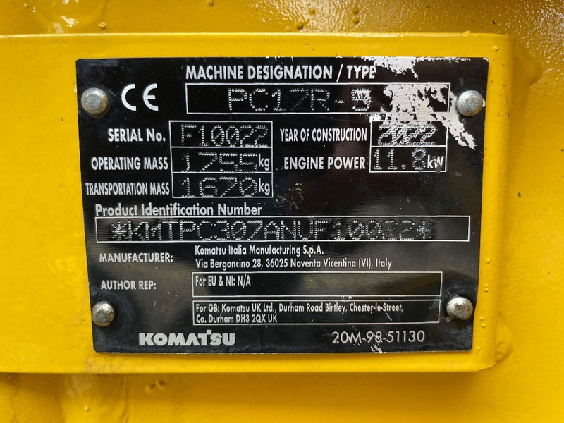 Komatsu PC 17 R-5 - Mini excavator: picture 3 Komatsu PC 17 R-5 - Mini excavator: picture 3