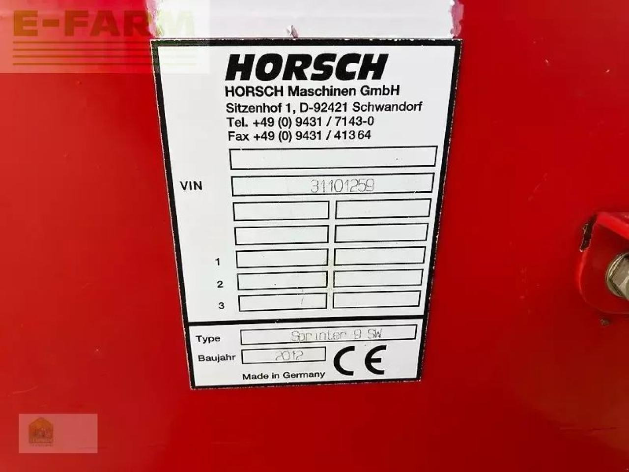 Horsch sprinter 9 sw - Combine seed drill: picture 2 Horsch sprinter 9 sw - Combine seed drill: picture 2