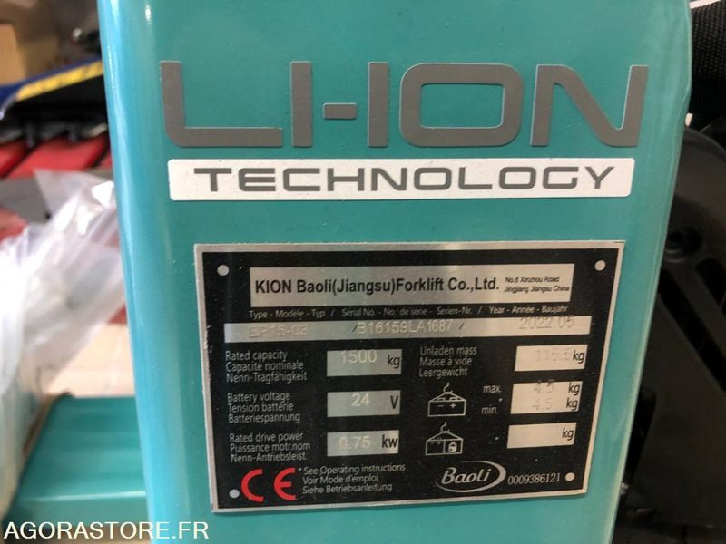 1 Transpalette Electrique 1500 Kg BAOLI - NEUF - Construction equipment: picture 3 1 Transpalette Electrique 1500 Kg BAOLI - NEUF - Construction equipment: picture 3