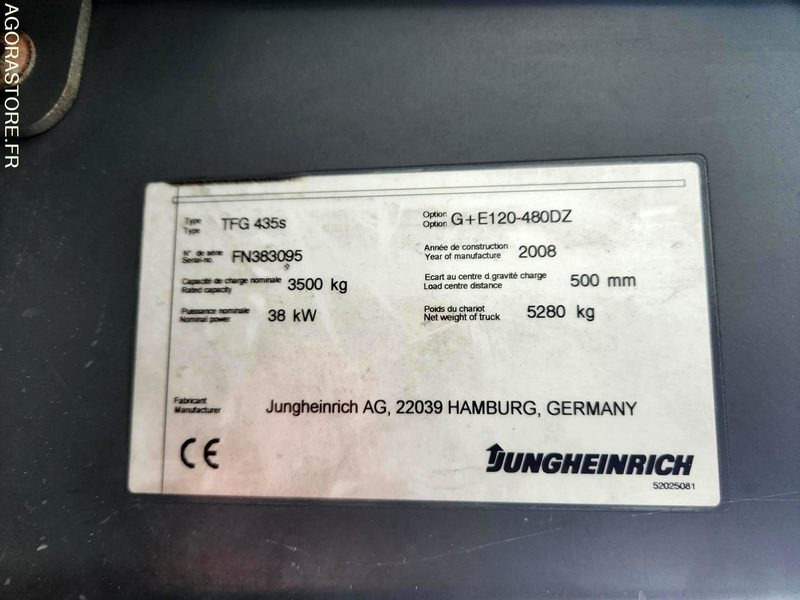 CHARIOT JUNGHEINRICH DFG 435s 480DZ - 2008 / 3260 HEURES - LPG forklift: picture 4 CHARIOT JUNGHEINRICH DFG 435s 480DZ - 2008 / 3260 HEURES - LPG forklift: picture 4