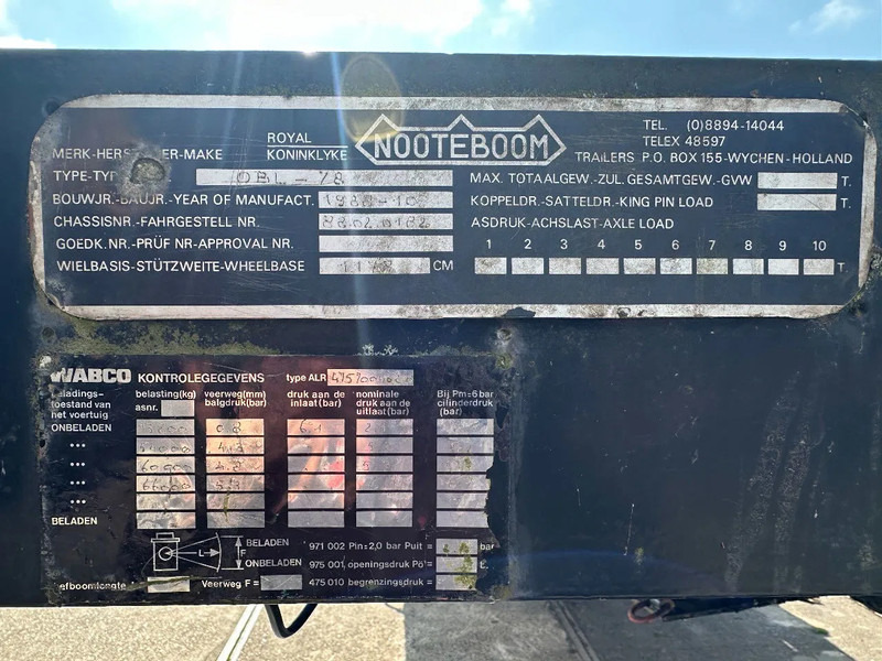 Dropside/ Flatbed semi-trailer Nooteboom OBL 78 FORCED STEERING: picture 8 Dropside/ Flatbed semi-trailer Nooteboom OBL 78 FORCED STEERING: picture 8