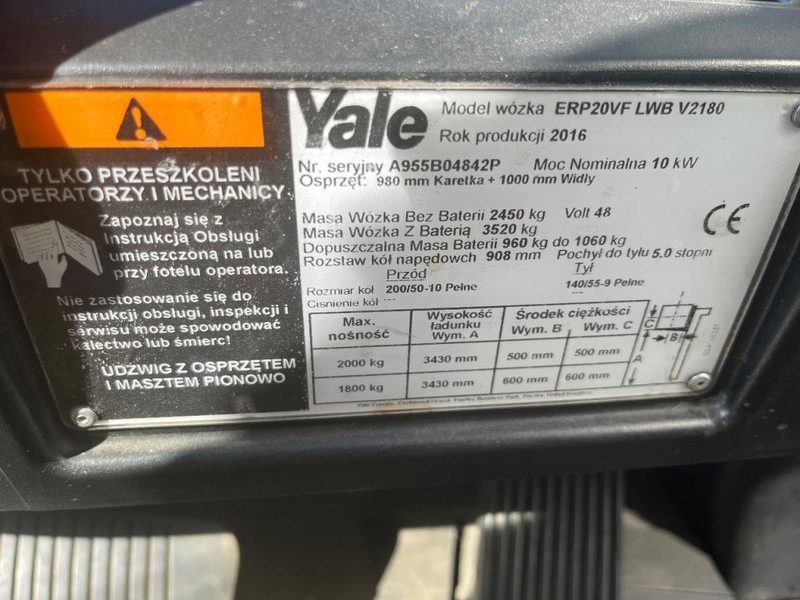 Electric forklift Yale ERP20VF duplo330 sideshift forkpositioner 2016 electrisch: picture 20 Electric forklift Yale ERP20VF duplo330 sideshift forkpositioner 2016 electrisch: picture 20