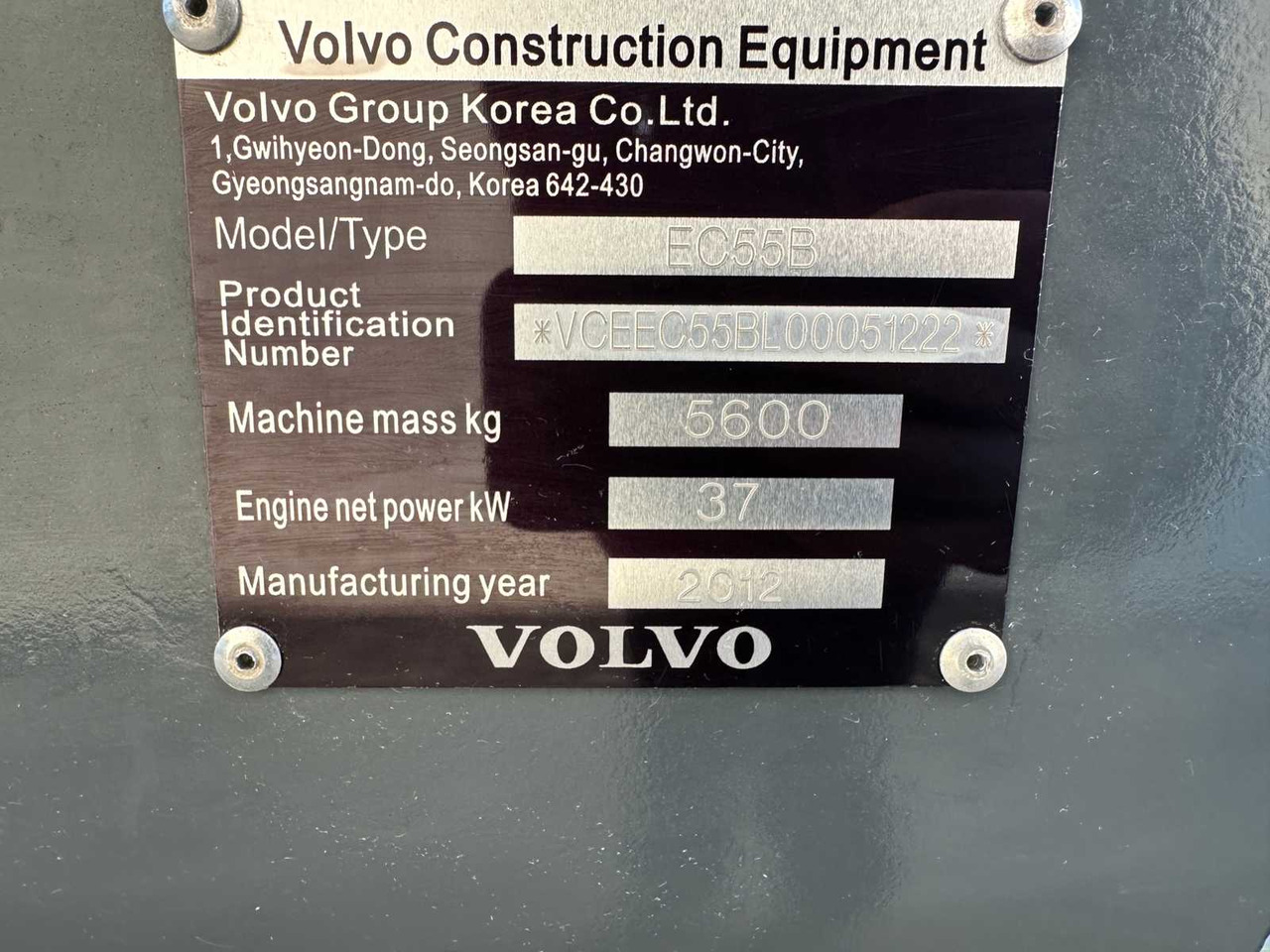 Excavator VOLVO - 2012 - EC55B - MIDI EXCAVATOR: picture 39