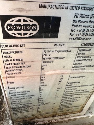 Generator set Wacker Wilson P33-2, 33kVA, Perkins, Stromgenerator: picture 7