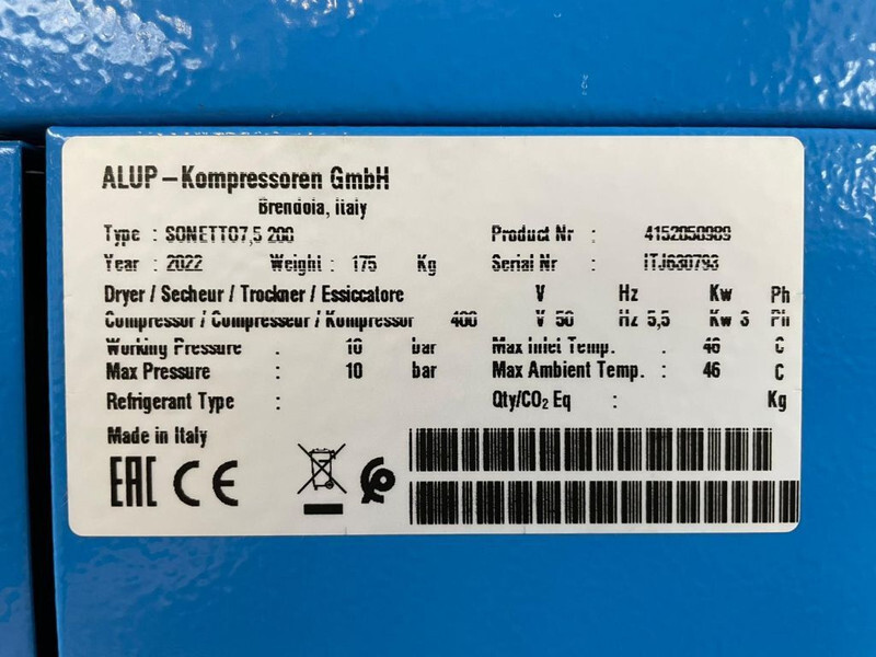 Alup Sonetto 7.5 + 200 Elektrische Schroefcompressor 5.5 kw 780 L / min 10 Bar - Air compressor: picture 3 Alup Sonetto 7.5 + 200 Elektrische Schroefcompressor 5.5 kw 780 L / min 10 Bar - Air compressor: picture 3