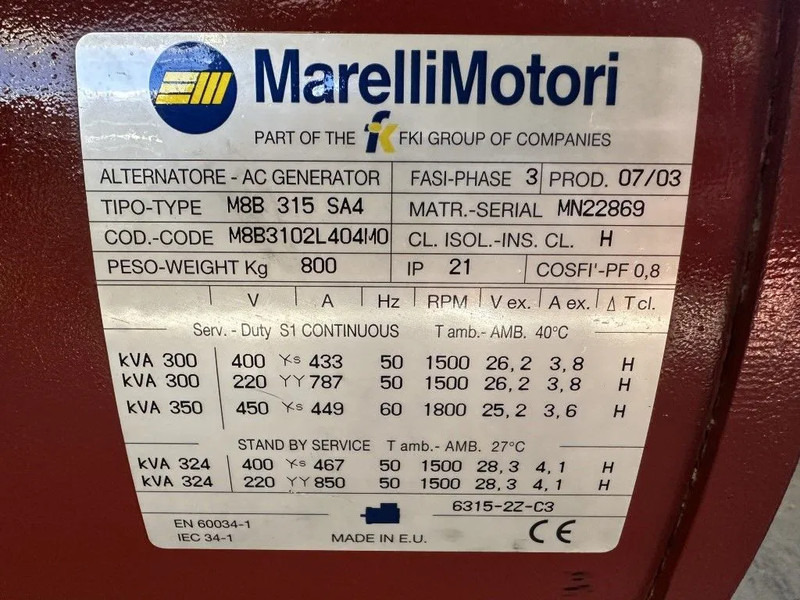 Marelli M8B 315 SA4 Alternator 300 kVA generatordeel SAE 1 / 14 - Generator set: picture 3 Marelli M8B 315 SA4 Alternator 300 kVA generatordeel SAE 1 / 14 - Generator set: picture 3