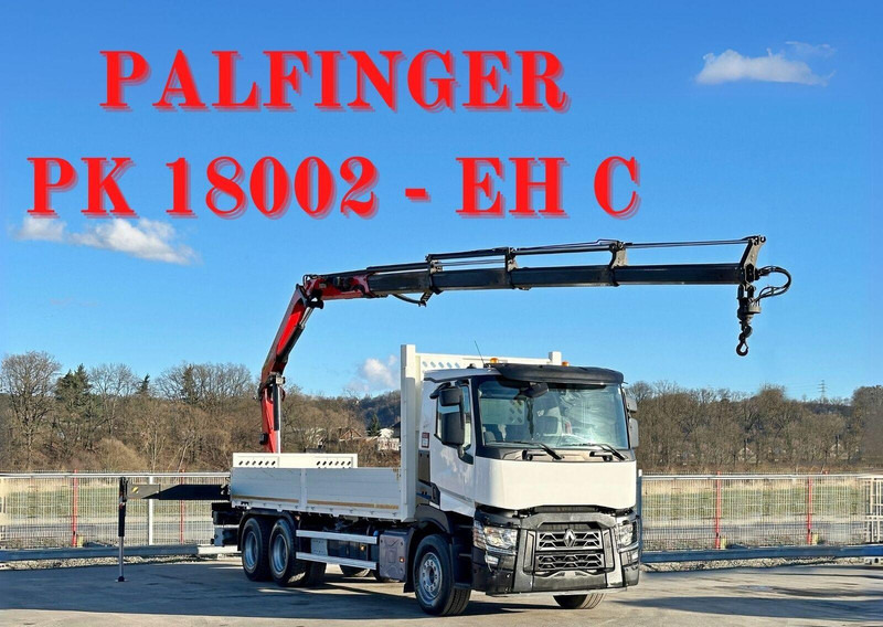 Renault C 380 *PRITSCHE 6,80m * PK 18002-EH C + FUNK*6x4 - Dropside/ Flatbed truck, Crane truck: picture 1 Renault C 380 *PRITSCHE 6,80m * PK 18002-EH C + FUNK*6x4 - Dropside/ Flatbed truck, Crane truck: picture 1