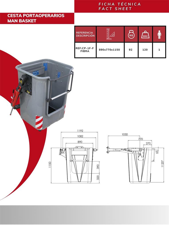Fiberglass Man Basket CP-1F-F - Attachment for Loader crane: picture 4 Fiberglass Man Basket CP-1F-F - Attachment for Loader crane: picture 4