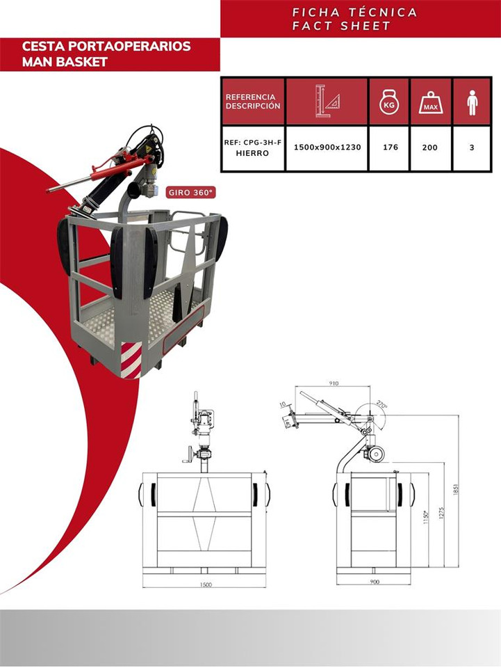 Iron man basket CPG-3H-F - Attachment for Loader crane: picture 5 Iron man basket CPG-3H-F - Attachment for Loader crane: picture 5