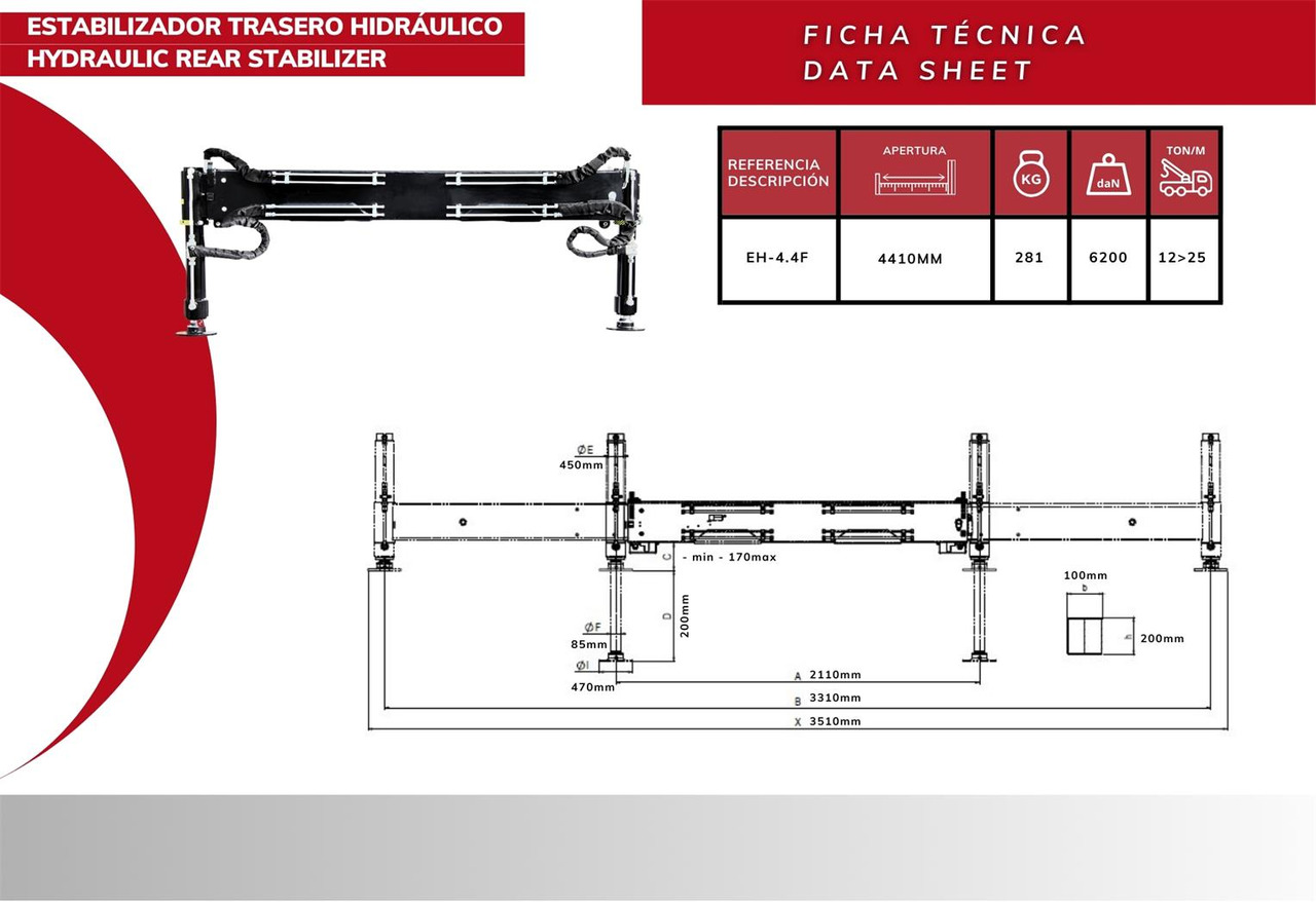 Rear hydraulic stabilizer for articulated cranes EH-4.4F - Attachment for Loader crane: picture 2 Rear hydraulic stabilizer for articulated cranes EH-4.4F - Attachment for Loader crane: picture 2