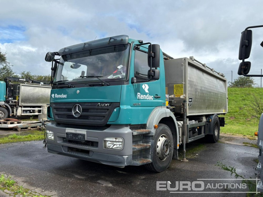 2009 Mercedes Axor 1824L 4x2, Crane, Stamps, Stainless Steel Container (German Reg. Docs. Available) - Tipper: picture 1 2009 Mercedes Axor 1824L 4x2, Crane, Stamps, Stainless Steel Container (German Reg. Docs. Available) - Tipper: picture 1