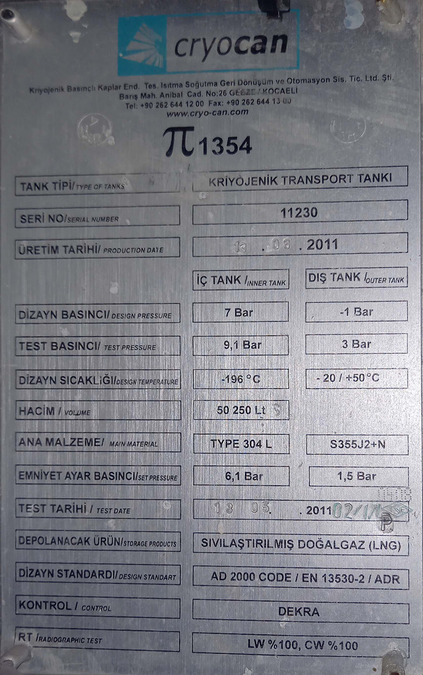 Cryocan LNG Methan Gas - Tank semi-trailer: picture 5 Cryocan LNG Methan Gas - Tank semi-trailer: picture 5