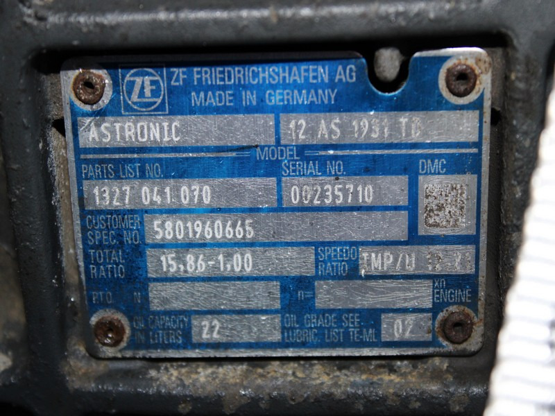 CUTIE DE VITEZE IVECO STRALIS AUTOMATA CU RETARDER 12 AS 1931 TD R=15,86-1,00 5801960665 - Gearbox for Truck: picture 5 CUTIE DE VITEZE IVECO STRALIS AUTOMATA CU RETARDER 12 AS 1931 TD R=15,86-1,00 5801960665 - Gearbox for Truck: picture 5